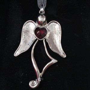 St Nicolas Square Angel Heart Silver Ornament